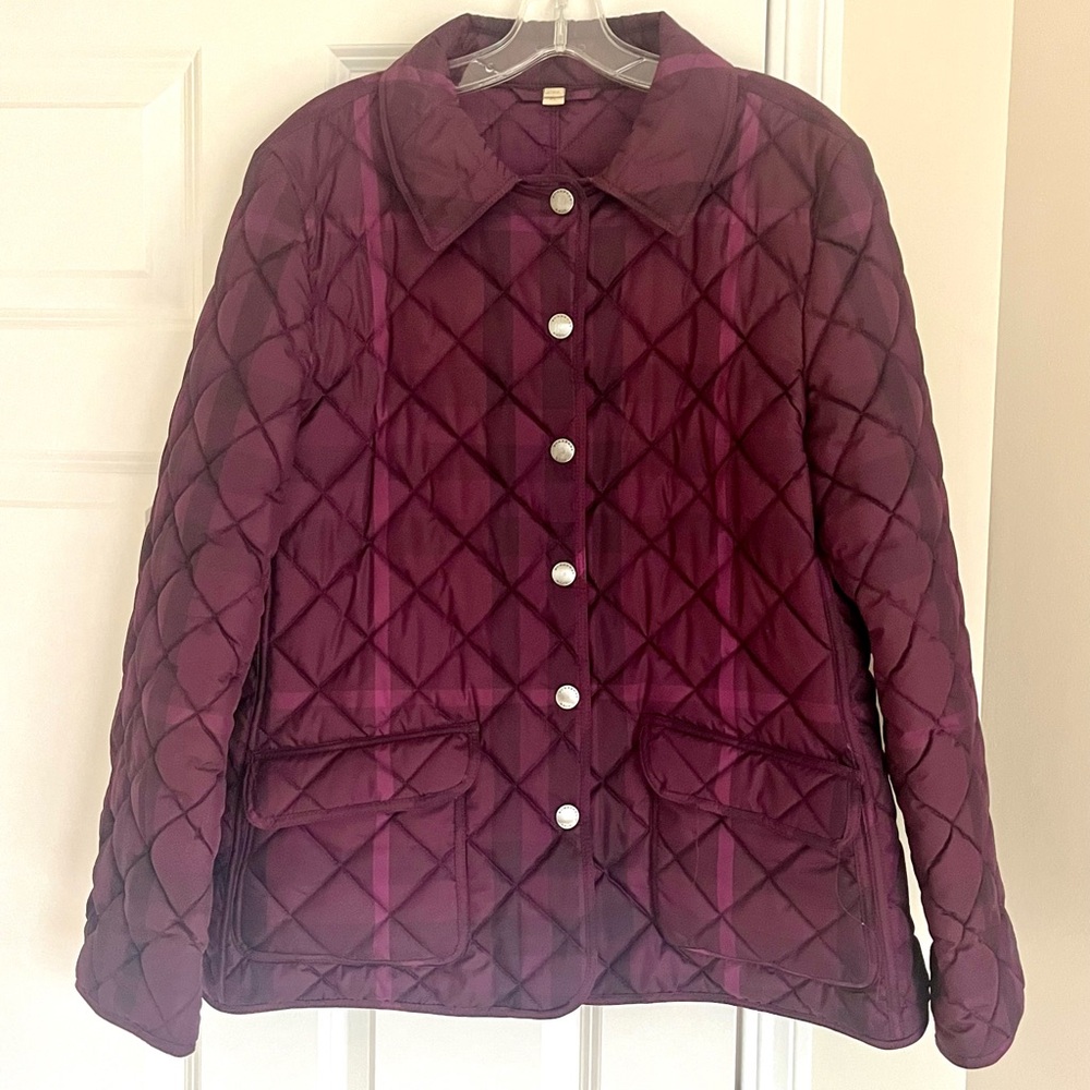 Authentic Burberry Purple Quilted Jacket, excellent condition, water proof